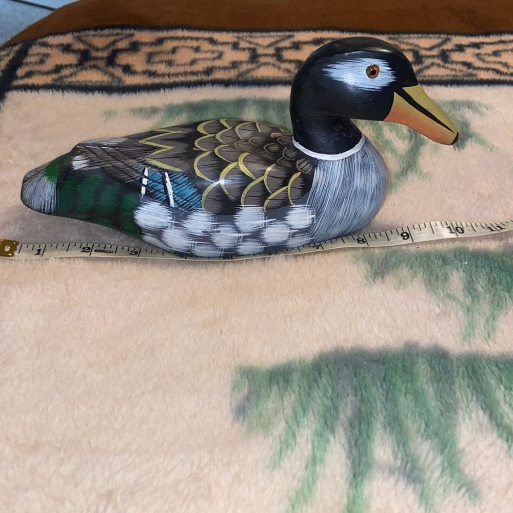 Vintage Handcrafted Duck Figurine Hand Carved Wooden Duck 🦆